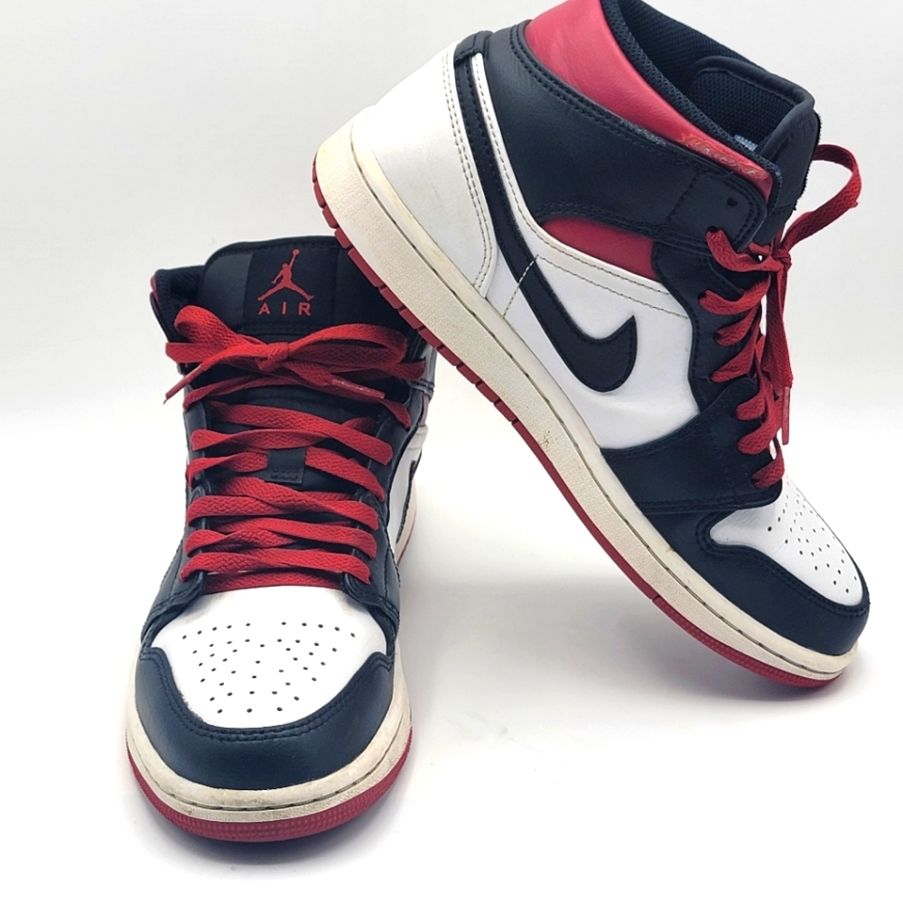 Nike Air Jordan 1 Mid Lace Up Mens Size 7.5 Women Size 9.0 White Black …